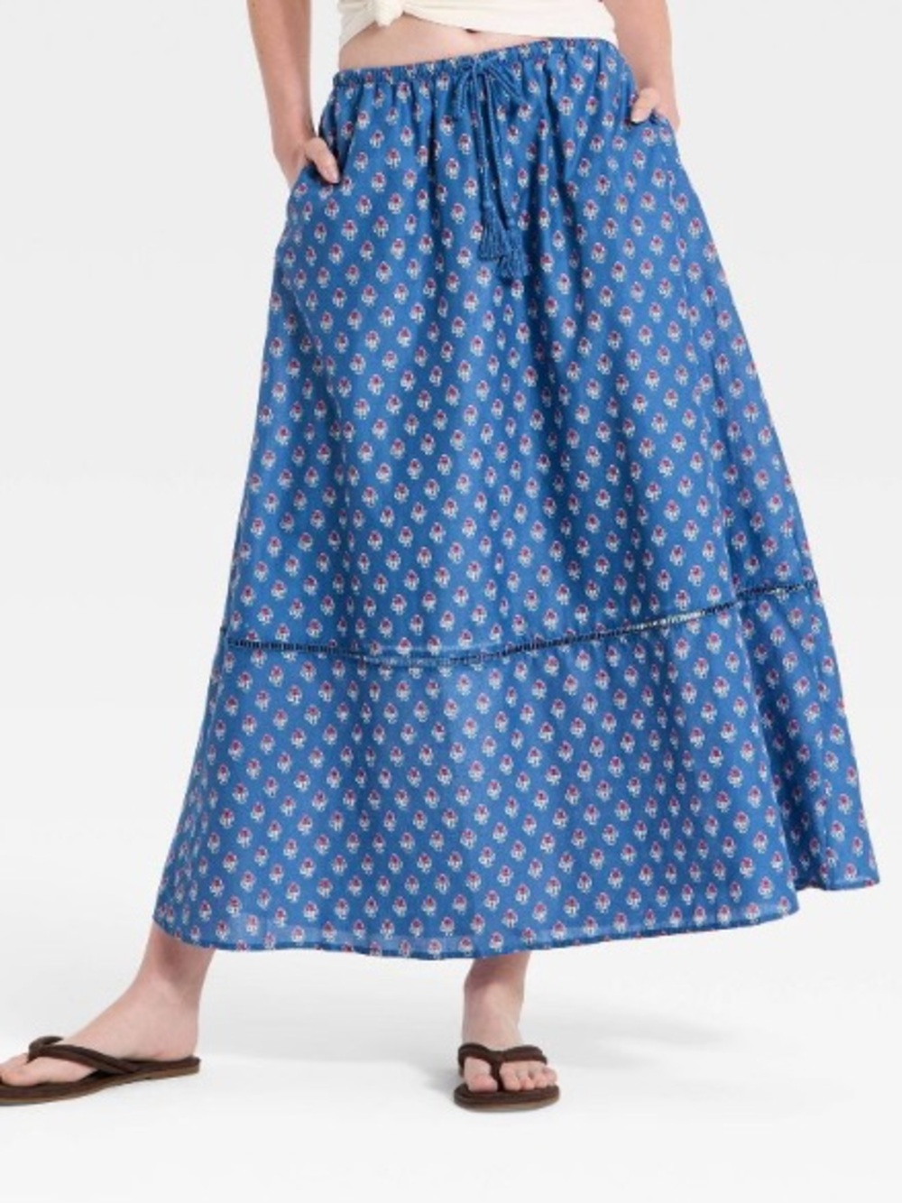 Women's Maxi Full Skirt - Universal Thread Blue Floral